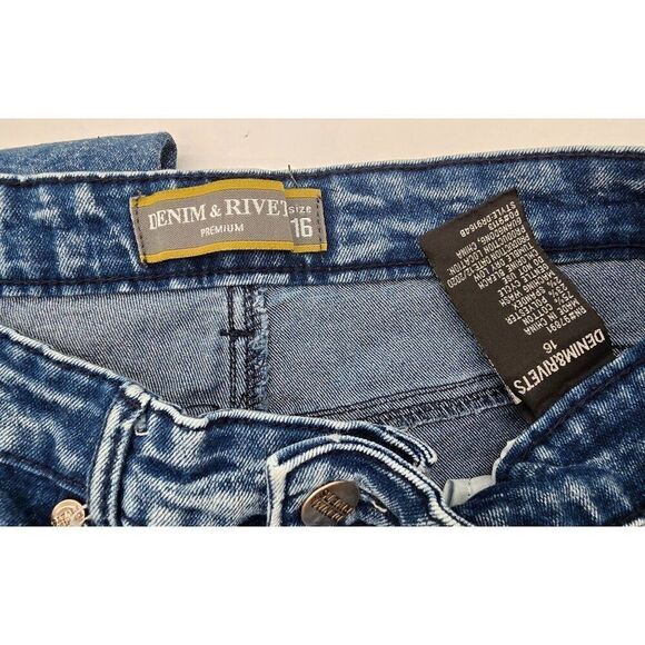 Denim & Rivet Premium Distressed Blue Denim Jeans Size 16 With Stylish Ripped De - Picture 7 of 8